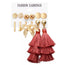 Blood Orange Flower Tassel Earrings set